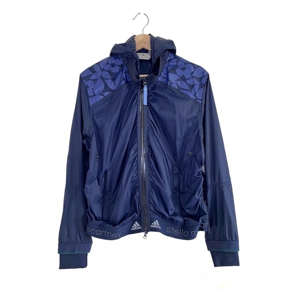 Adidas Stella McCartney Embossed Hooded Track Jacket Ink Navy Large - Picture 6 of 16